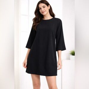 BCBGeneration Black Shift Dress XS 3/4 Bell Sleeve Minimalist Tunic Career
